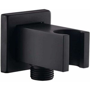 Gotrays - Wall connection elbow with black shower bracket, 1/2 brass square pipe connector, shower connection elbow with bracket, sand connection Gotrays - Wall connection elbow with black shower bracket, 1/2 brass square pipe connector, shower connection elbow with bracket, sand connection