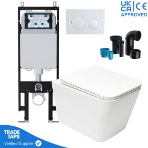 GRAVAHAUS Wall Hung Toilet Pan Round with VIVA Slim Concealed Cistern Frame 1.14-1.35m & Gloss White flush Plate GRAVAHAUS Wall Hung Toilet Pan Round with VIVA Slim Concealed Cistern Frame 1.14-1.35m & Gloss White flush Plate