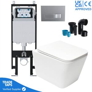 GRAVAHAUS Wall Hung Toilet Pan Round with VIVA Slim Concealed Cistern Frame 1.14-1.35m & Square Chrome Flush Plate GRAVAHAUS Wall Hung Toilet Pan Round with VIVA Slim Concealed Cistern Frame 1.14-1.35m & Square Chrome Flush Plate