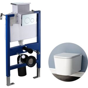 BIUBIUBATH Rimless Wall Hung Toilet with 0.82M Concealed Cistern Frame uf Soft Close Seat Square wc pan BIUBIUBATH Rimless Wall Hung Toilet with 0.82M Concealed Cistern Frame uf Soft Close Seat Square wc pan