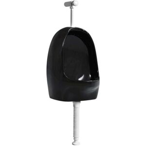 vidaXL Wall Hung Urinal with Flush Valve Ceramic Black - Wall Hung Urinal vidaXL Wall Hung Urinal with Flush Valve Ceramic Black - Wall Hung Urinal