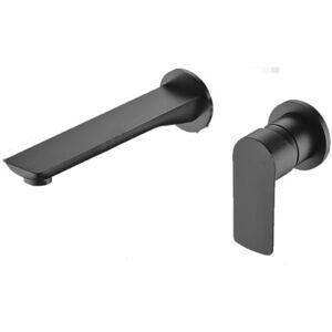 SHUNLI Wall Mounted 2 Holes Basin Mixer Tap, Bathroom Faucet with Concealed Body, Black SHUNLI Wall Mounted 2 Holes Basin Mixer Tap, Bathroom Faucet with Concealed Body, Black