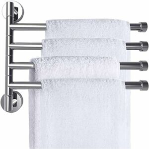 Dewdat - Wall Mounted Towel Rack 180° Towel Holder Stainless Steel Towel Bar Chrome Towel Bar (4-arm) Dewdat - Wall Mounted Towel Rack 180° Towel Holder Stainless Steel Towel Bar Chrome Towel Bar (4-arm)