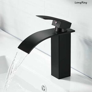 Hoopzi - Waterfall Basin Faucet, Single Hole Deck Mounted Bathroom Faucet, Ceramic Cartridge, Elegant Design Basin Faucets, Black Waterfall Mixer Tap Hoopzi - Waterfall Basin Faucet, Single Hole Deck Mounted Bathroom Faucet, Ceramic Cartridge, Elegant Design Basin Faucets, Black Waterfall Mixer Tap