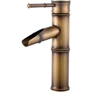Tinor - Waterfall Basin Mixer Tap, Brass Waterfall Bathroom Mixer Tap, Retro Bamboo Bathroom Faucet, 2 Break Mouth Joints Tinor - Waterfall Basin Mixer Tap, Brass Waterfall Bathroom Mixer Tap, Retro Bamboo Bathroom Faucet, 2 Break Mouth Joints
