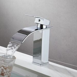 Dewdat - Waterfall Basin Sink Mixer Tap Bathroom Lever Single Handle Leadless Brass Faucet,Tap Bathroom for Cold and Hot Water,With 2 × G3/8'' Dewdat - Waterfall Basin Sink Mixer Tap Bathroom Lever Single Handle Leadless Brass Faucet,Tap Bathroom for Cold and Hot Water,With 2 × G3/8''
