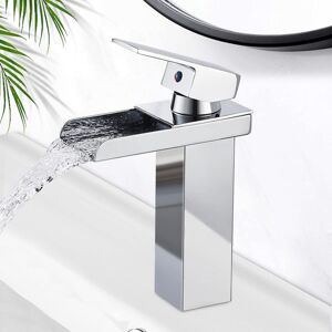 BEIJIYI Waterfall Bathroom Faucet, Chrome Basin Mixer, Brass Sink Faucet with Hot and Cold Water Available, Ceramic Valve, Elegant Design Bathroom Taps BEIJIYI Waterfall Bathroom Faucet, Chrome Basin Mixer, Brass Sink Faucet with Hot and Cold Water Available, Ceramic Valve, Elegant Design Bathroom Taps
