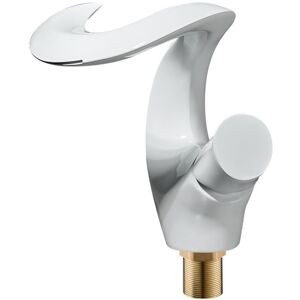 SHUNLI Waterfall Bathroom Faucet Single Handle Brass Mixer Tap Modern White Elegant Bathroom Faucet SHUNLI Waterfall Bathroom Faucet Single Handle Brass Mixer Tap Modern White Elegant Bathroom Faucet