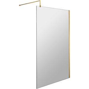 BALTERLEY Wetroom 8mm Toughened Safety Glass Screen and Support Bar 1100mm x 1850mm - Brushed Brass BALTERLEY Wetroom 8mm Toughened Safety Glass Screen and Support Bar 1100mm x 1850mm - Brushed Brass