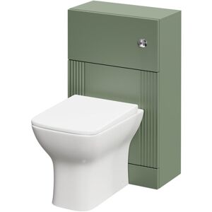 Avant Satin Green 500mm Toilet Unit and Kingston Rimless Back to Wall Toilet Pan with Soft Close Toilet Seat - Wholesale Domestic Avant Satin Green 500mm Toilet Unit and Kingston Rimless Back to Wall Toilet Pan with Soft Close Toilet Seat - Wholesale Domestic