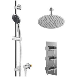 Wholesale Domestic - Circo Polished Chrome Concealed Triple Thermostatic Shower Valve and 300mm Thin Round Fixed Head with 150mm Ceiling Arm and Wholesale Domestic - Circo Polished Chrome Concealed Triple Thermostatic Shower Valve and 300mm Thin Round Fixed Head with 150mm Ceiling Arm and