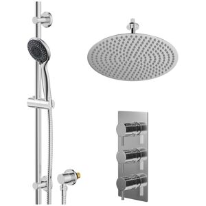 Wholesale Domestic - Circo Polished Chrome Concealed Triple Thermostatic Shower Valve and 400mm Thin Round Fixed Head with 150mm Ceiling Arm and Wholesale Domestic - Circo Polished Chrome Concealed Triple Thermostatic Shower Valve and 400mm Thin Round Fixed Head with 150mm Ceiling Arm and