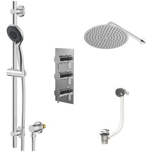 Wholesale Domestic - Circo Polished Chrome Concealed Triple Thermostatic Shower Valve with Diverter and 300mm Round Head with 345mm Wall Arm and Wholesale Domestic - Circo Polished Chrome Concealed Triple Thermostatic Shower Valve with Diverter and 300mm Round Head with 345mm Wall Arm and