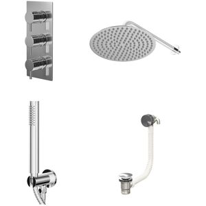 Wholesale Domestic - Circo Polished Chrome Concealed Triple Thermostatic Shower Valve with Diverter and 300mm Round Head with 345mm Wall Arm and Wholesale Domestic - Circo Polished Chrome Concealed Triple Thermostatic Shower Valve with Diverter and 300mm Round Head with 345mm Wall Arm and