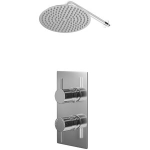 Wholesale Domestic - Circo Polished Chrome Concealed Twin Thermostatic Shower Valve and 300mm Thin Round Fixed Head with Wall Arm - 1 Outlet Wholesale Domestic - Circo Polished Chrome Concealed Twin Thermostatic Shower Valve and 300mm Thin Round Fixed Head with Wall Arm - 1 Outlet