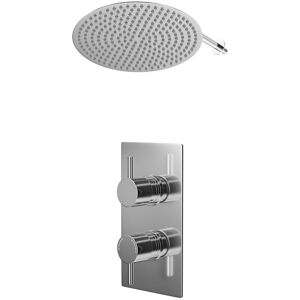 Wholesale Domestic - Circo Polished Chrome Concealed Twin Thermostatic Shower Valve and 400mm Thin Round Fixed Head with Wall Arm - 1 Outlet Wholesale Domestic - Circo Polished Chrome Concealed Twin Thermostatic Shower Valve and 400mm Thin Round Fixed Head with Wall Arm - 1 Outlet