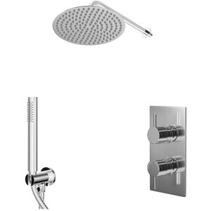 Wholesale Domestic Circo Polished Chrome Concealed Twin Thermostatic Shower Valve with Diverter and 300mm Round Head with 345mm Wall Arm and Outlet Wholesale Domestic Circo Polished Chrome Concealed Twin Thermostatic Shower Valve with Diverter and 300mm Round Head with 345mm Wall Arm and Outlet