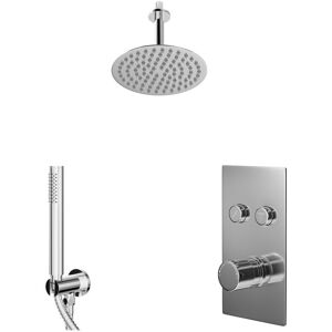 Wholesale Domestic - Circo Polished Chrome Push Button Diverter Concealed Thermostatic Shower Valve and 200mm Round Head with 150mm Ceiling Arm and Wholesale Domestic - Circo Polished Chrome Push Button Diverter Concealed Thermostatic Shower Valve and 200mm Round Head with 150mm Ceiling Arm and