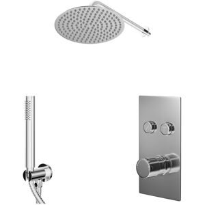 Wholesale Domestic - Circo Polished Chrome Push Button Diverter Concealed Thermostatic Shower Valve and 300mm Round Fixed Head with 345mm Wall Arm Wholesale Domestic - Circo Polished Chrome Push Button Diverter Concealed Thermostatic Shower Valve and 300mm Round Fixed Head with 345mm Wall Arm