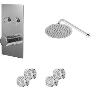 Wholesale Domestic - Circo Polished Chrome Push Button Diverter Concealed Thermostatic Shower Valve and 300mm Round Head with 345mm Wall Arm and 4 Wholesale Domestic - Circo Polished Chrome Push Button Diverter Concealed Thermostatic Shower Valve and 300mm Round Head with 345mm Wall Arm and 4