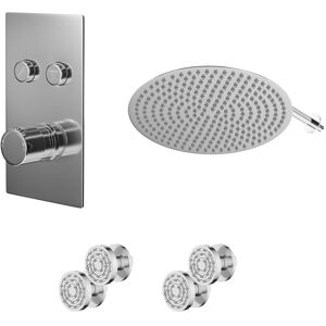 Wholesale Domestic - Circo Polished Chrome Push Button Diverter Concealed Thermostatic Shower Valve and 400mm Round Head with 345mm Wall Arm and 4 Wholesale Domestic - Circo Polished Chrome Push Button Diverter Concealed Thermostatic Shower Valve and 400mm Round Head with 345mm Wall Arm and 4