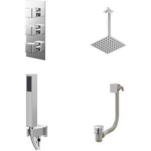 Wholesale Domestic - Cubix Polished Chrome Concealed Triple Thermostatic Shower Valve with Diverter and 200mm Square Head with 300mm Ceiling Arm and Wholesale Domestic - Cubix Polished Chrome Concealed Triple Thermostatic Shower Valve with Diverter and 200mm Square Head with 300mm Ceiling Arm and