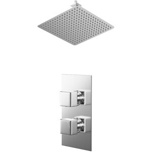 Wholesale Domestic - Cubix Polished Chrome Concealed Twin Thermostatic Shower Valve and 400mm Thin Square Fixed Head with 150mm Ceiling Arm - 1 Outlet Wholesale Domestic - Cubix Polished Chrome Concealed Twin Thermostatic Shower Valve and 400mm Thin Square Fixed Head with 150mm Ceiling Arm - 1 Outlet