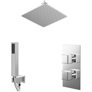 Wholesale Domestic - Cubix Polished Chrome Concealed Twin Thermostatic Shower Valve with Diverter and 400mm Square Head with 150mm Ceiling Arm and Wholesale Domestic - Cubix Polished Chrome Concealed Twin Thermostatic Shower Valve with Diverter and 400mm Square Head with 150mm Ceiling Arm and
