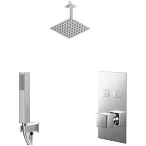 Wholesale Domestic - Cubix Polished Chrome Push Button Diverter Concealed Thermostatic Shower Valve and 200mm Square Head with 150mm Ceiling Arm and Wholesale Domestic - Cubix Polished Chrome Push Button Diverter Concealed Thermostatic Shower Valve and 200mm Square Head with 150mm Ceiling Arm and