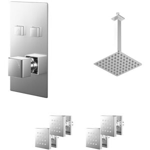 Wholesale Domestic - Cubix Polished Chrome Push Button Diverter Concealed Thermostatic Shower Valve and 200mm Square Head with 300mm Ceiling Arm and Wholesale Domestic - Cubix Polished Chrome Push Button Diverter Concealed Thermostatic Shower Valve and 200mm Square Head with 300mm Ceiling Arm and
