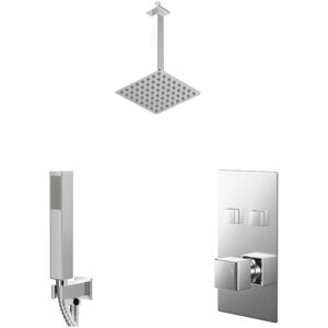 Wholesale Domestic - Cubix Polished Chrome Push Button Diverter Concealed Thermostatic Shower Valve and 200mm Square Head with 300mm Ceiling Arm and Wholesale Domestic - Cubix Polished Chrome Push Button Diverter Concealed Thermostatic Shower Valve and 200mm Square Head with 300mm Ceiling Arm and