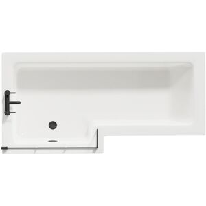 Wholesale Domestic - Loire 1700mm Left Hand l Shaped Shower Bath with Matt Black Bath Screen and White Acrylic Front Bath Panel Wholesale Domestic - Loire 1700mm Left Hand l Shaped Shower Bath with Matt Black Bath Screen and White Acrylic Front Bath Panel