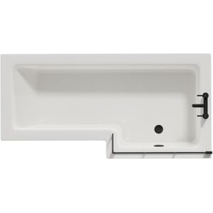 Wholesale Domestic - Loire 1700mm Right Hand l Shaped Shower Bath with Matt Black Bath Screen and White Acrylic Front Bath Panel Wholesale Domestic - Loire 1700mm Right Hand l Shaped Shower Bath with Matt Black Bath Screen and White Acrylic Front Bath Panel