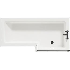 Wholesale Domestic - Loire 1700mm Right Hand l Shaped Shower Bath with Matt Black Bath Screen with Gloss Grey Front and End Bath Panel Wholesale Domestic - Loire 1700mm Right Hand l Shaped Shower Bath with Matt Black Bath Screen with Gloss Grey Front and End Bath Panel