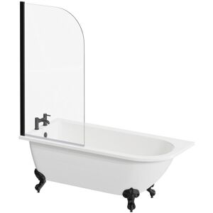 Wholesale Domestic - Oxford 1700mm x 750mm Left Hand Single Ended Freestanding Shower Bath with Bath Screen and Matt Black Claw Feet Wholesale Domestic - Oxford 1700mm x 750mm Left Hand Single Ended Freestanding Shower Bath with Bath Screen and Matt Black Claw Feet