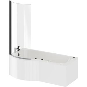 Wholesale Domestic - Plage 1700mm 6 Jet Matt Black V-Tec Left Hand p Shaped Whirlpool Shower Bath with Bath Screen and Front Bath Panel Wholesale Domestic - Plage 1700mm 6 Jet Matt Black V-Tec Left Hand p Shaped Whirlpool Shower Bath with Bath Screen and Front Bath Panel