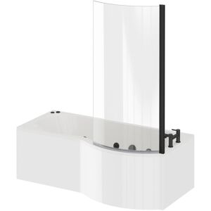 Wholesale Domestic - Plage 1700mm 6 Jet Matt Black V-Tec Right Hand p Shaped Whirlpool Shower Bath with Bath Screen and Front Bath Panel Wholesale Domestic - Plage 1700mm 6 Jet Matt Black V-Tec Right Hand p Shaped Whirlpool Shower Bath with Bath Screen and Front Bath Panel