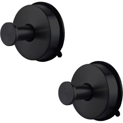 2-Piece Stainless Steel Suction Cup Hooks, Bathroom Towel Holder, Kitchen Towel Hook, Coat Rack, Black 2-Piece Stainless Steel Suction Cup Hooks, Bathroom Towel Holder, Kitchen Towel Hook, Coat Rack, Black