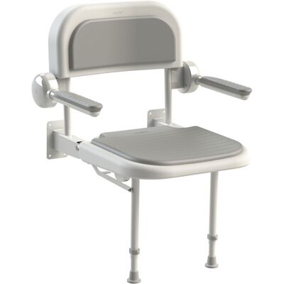 AKW - 3000 Series Shower Seat with Grey Padded Back and Arms - White AKW - 3000 Series Shower Seat with Grey Padded Back and Arms - White