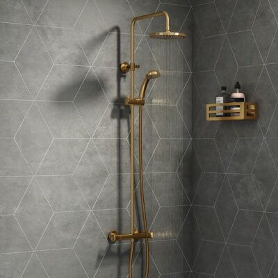 Aquarius - Harik 2 - Brushed Brass - Thermostatic - Shower Kit Aquarius - Harik 2 - Brushed Brass - Thermostatic - Shower Kit