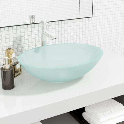 vidaXL Frosted Glass Bathroom Sink - Bathroom Sink vidaXL Frosted Glass Bathroom Sink - Bathroom Sink