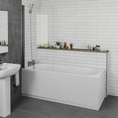 Affine - Bathroom 1700mm Single Ended Straight Bath Front End Panel 4mm Screen White Affine - Bathroom 1700mm Single Ended Straight Bath Front End Panel 4mm Screen White
