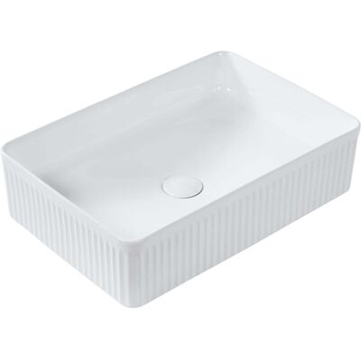 Beliani Modern Rectangular Ceramic Washbasin - Bathroom Sink Beliani Modern Rectangular Ceramic Washbasin - Bathroom Sink