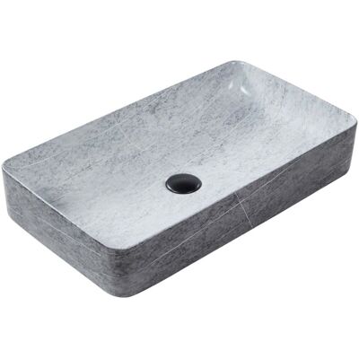 Beliani Washbasin - Gray Ceramic Rectangular Industrial Style - 61x35cm Beliani Washbasin - Gray Ceramic Rectangular Industrial Style - 61x35cm