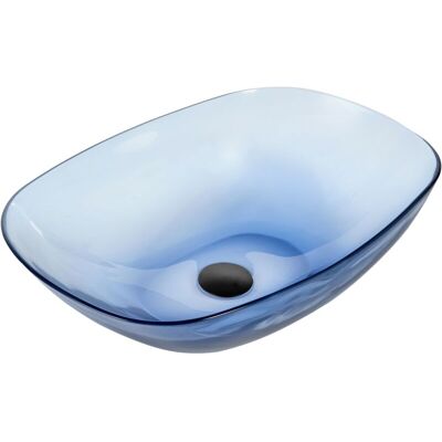 Beliani Blue Solid Surface Bathroom Sink - Modern Oval Design Beliani Blue Solid Surface Bathroom Sink - Modern Oval Design