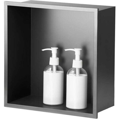 SNQ Bathroom Niche, Stainless Steel Wall-Mounted Shower Niche, Single-Layer Wall-Mounted Shower Niche, Recessed Shower Niche 32x32x12.5cm, Gray SNQ Bathroom Niche, Stainless Steel Wall-Mounted Shower Niche, Single-Layer Wall-Mounted Shower Niche, Recessed Shower Niche 32x32x12.5cm, Gray