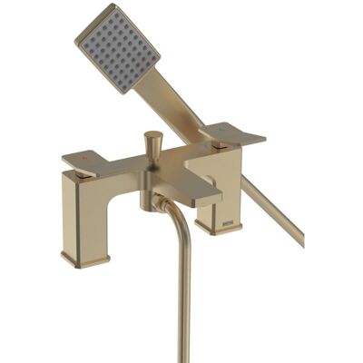 Bristan Tangram Bath Shower Mixer Tap Pillar Mounted - Brushed Brass Bristan Tangram Bath Shower Mixer Tap Pillar Mounted - Brushed Brass