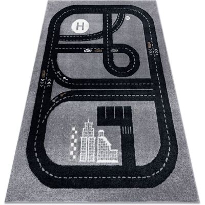 RUGSX Kids Grey Fun Track Carpet - Car Play Safe Soft 8mm 200x290cm RUGSX Kids Grey Fun Track Carpet - Car Play Safe Soft 8mm 200x290cm