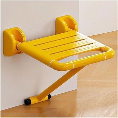 TORMATOR Foldable and non-slip shower seat, wall-mounted safety support for the elderly, pregnant women, and people with disabilities, up to 220 lbs, Yellow TORMATOR Foldable and non-slip shower seat, wall-mounted safety support for the elderly, pregnant women, and people with disabilities, up to 220 lbs, Yellow