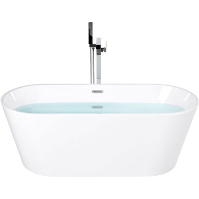 Beliani - Modern Freestanding Bathtub White Acrylic Oval Overflow System 170 cm Havana Beliani - Modern Freestanding Bathtub White Acrylic Oval Overflow System 170 cm Havana